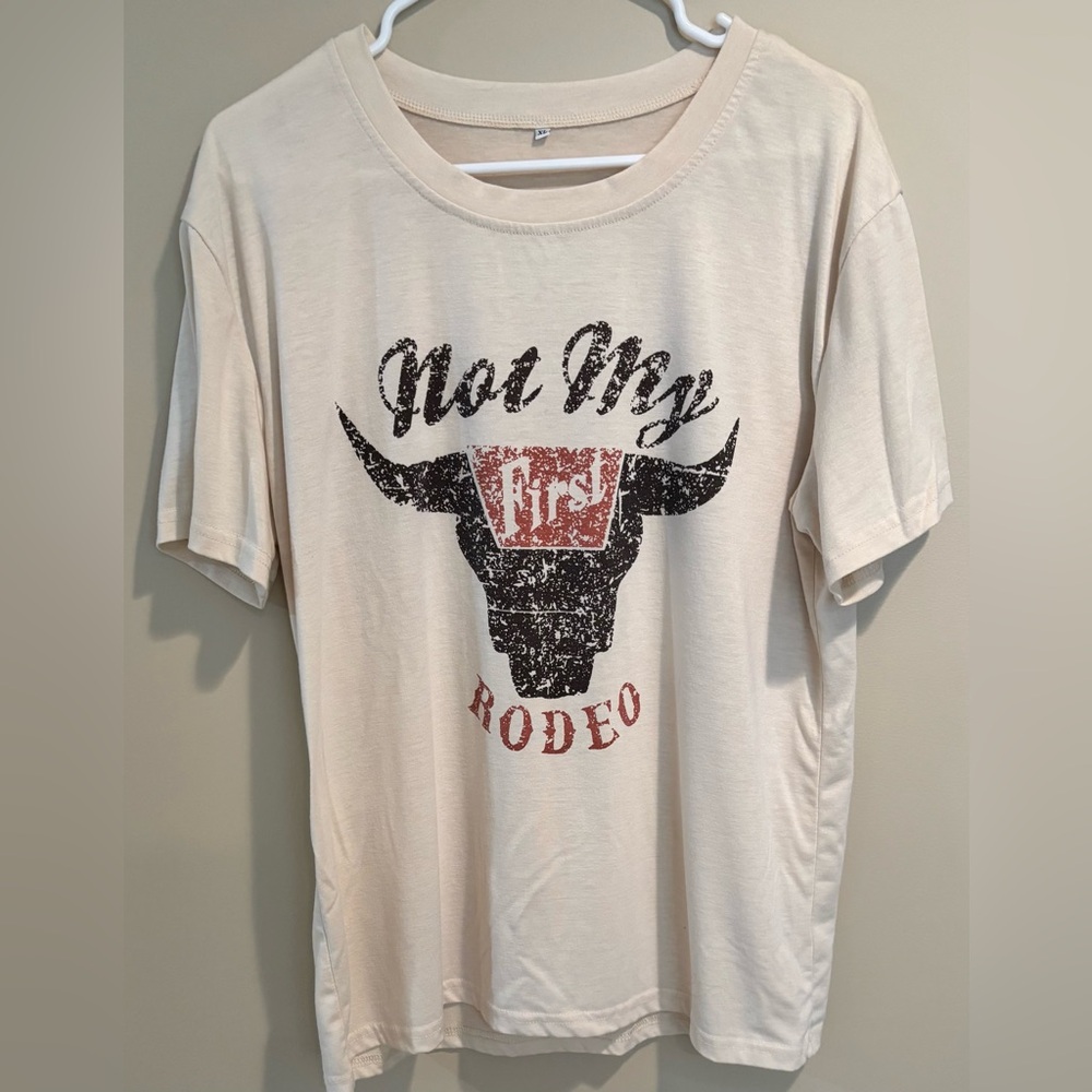 Cream Graphic Tee with Bull Design